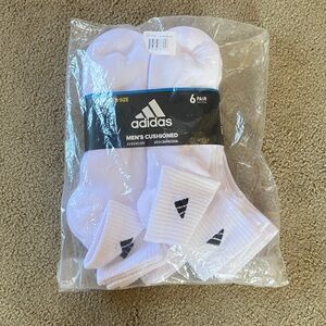 adidas Men's White Cushioned Athletic Socks - 6 Pack